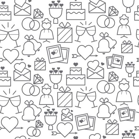 Different line style icons pattern, icons set, wedding.のイラスト素材