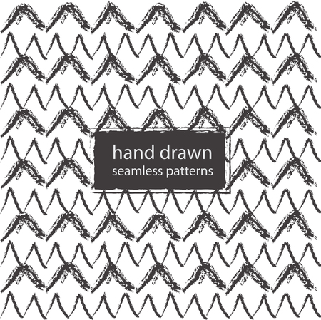 Hand drawn marker and ink seamless patterns, strokes and doodlesのイラスト素材
