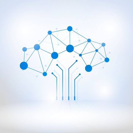 Digital tree made of circuits, conceptual illustration, Abstract backgroundのイラスト素材