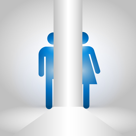 Toilet Icon in trendy flat style on grey background. Man and Women symbol for your web site design, Vector illustrationのイラスト素材