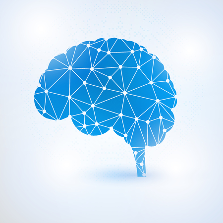 Dot circuit board brain icon, high tech style.のイラスト素材