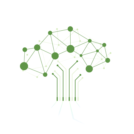 Digital tree made of circuits, conceptual illustration, Abstract backgroundのイラスト素材