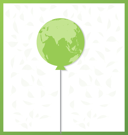 Green Globe balloon and leaf design on white background, Vector illustrationのイラスト素材