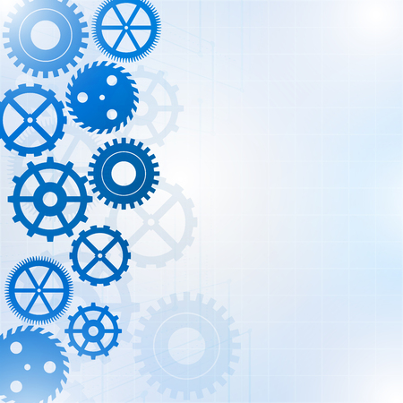 Blue gears on light background, Vector illustrationのイラスト素材