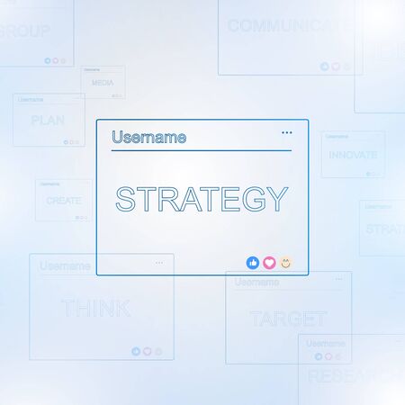 Blue text boxes with online business concept on white background, vector illustration.のイラスト素材