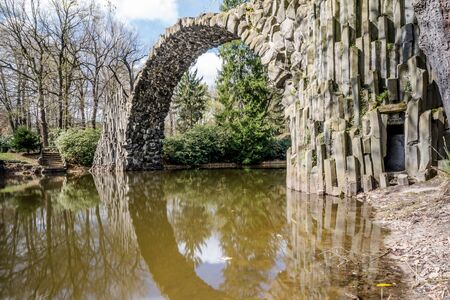 Close up of Rakotz Bridge/ Rakotzbrucke, Devil`s Bridge in Kromlau Germanyの写真素材