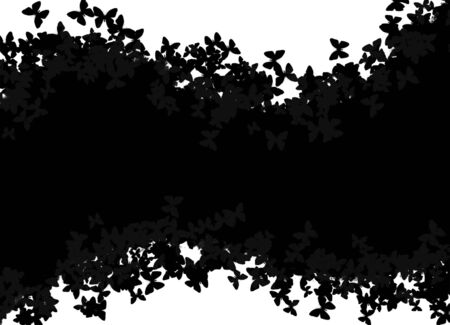 A black and white page layout with butterfly silhouettes.の写真素材