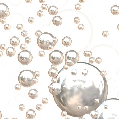 3D chrome bubbles with ultra reflective surfaces.