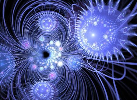 An abstract fractal vortex background with spikey looking spheres.
