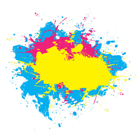 Abstract paint splatter elements in a cmyk color scheme. This vector element is fully editable.のイラスト素材