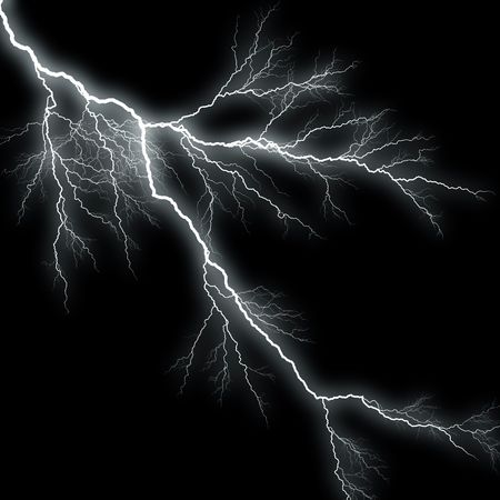 Bolts of lightning isolated over a black background.