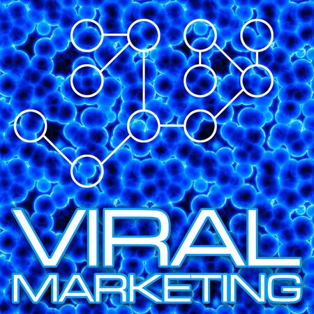 An illustration or diagram demonstrating viral marketing with 3D cells and a flow chart. This image tiles seamlessly as a pattern in any direction.の写真素材