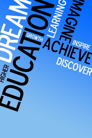 An educational montage with text over a blue background.  Plenty of copy space for your text or images.の写真素材