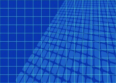 A blue gridded technical illustration with geometric shapes.の写真素材