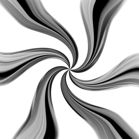 Shiny chrome vortex spiraling in a circular motion isolated over a white background.の写真素材
