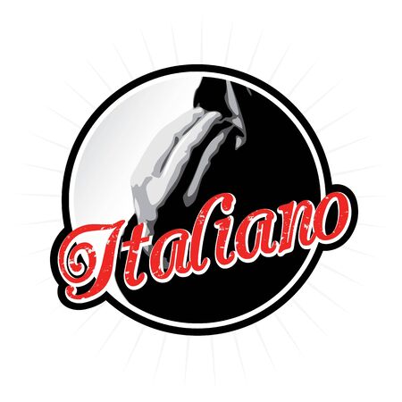 Italians talk with their hands as depicted in this Italian label or icon design.のイラスト素材