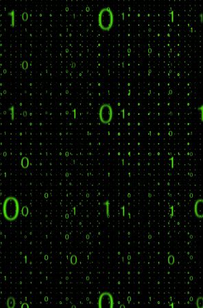 Digital code data transmission background on blackの写真素材