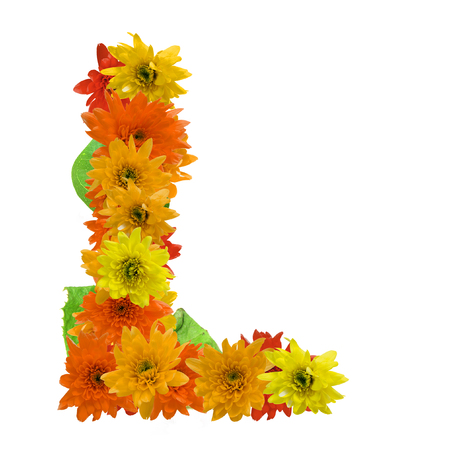 L flower alphabet hot tone isolated on white background.の写真素材