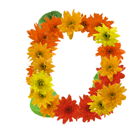 O flower alphabet hot tone isolated on white background.の写真素材