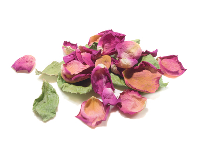 Flowers composition of dried rose flowers. Valentine's day. Dried rose petals close-up backgroundの写真素材