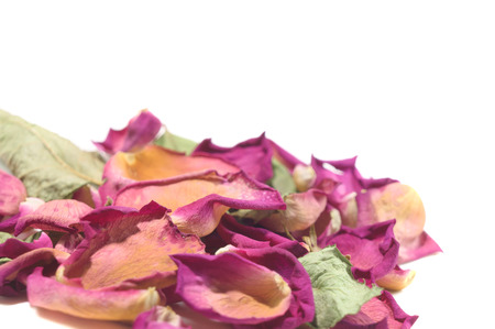 Flowers composition of dried rose flowers. Valentine's day. Dried rose petals close-up backgroundの写真素材