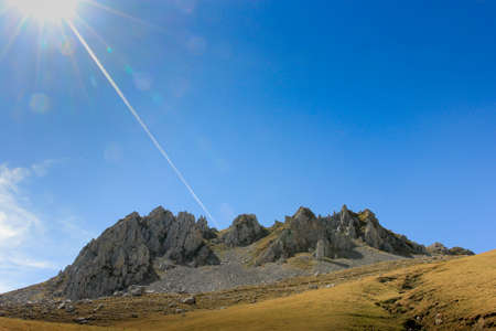 Rock Formation in the Picos De Europa by Fuente De Spain with Clear Blue Sky