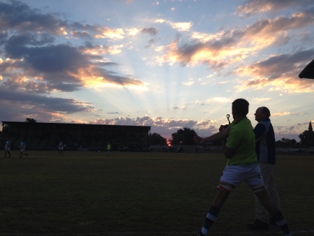 A Beautiful sunset at a Schoolboy Rugby Match in South Africa の素材