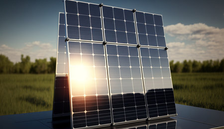 Solar panels perspective in a sunny dayの素材
