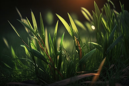 Grass background with sun beam, Soft focus abstract natureの素材