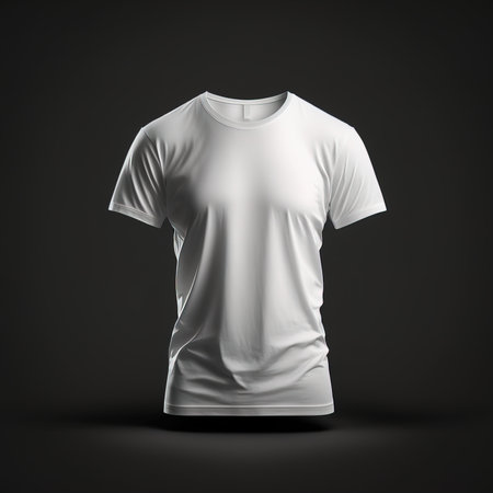 White T-shirt template isolated on black backgroundの素材