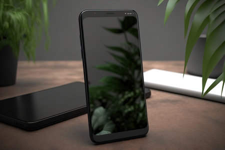 Office desk, smartphone. 3d renderingの素材