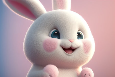 White rabbit easter is cute cartoon designの素材