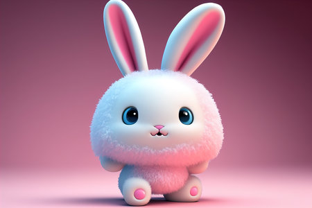 White rabbit easter is cute cartoon designの素材