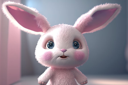 White rabbit easter is cute cartoon designの素材