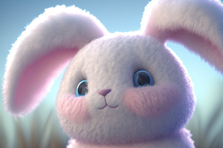 White rabbit easter is cute cartoon designの素材