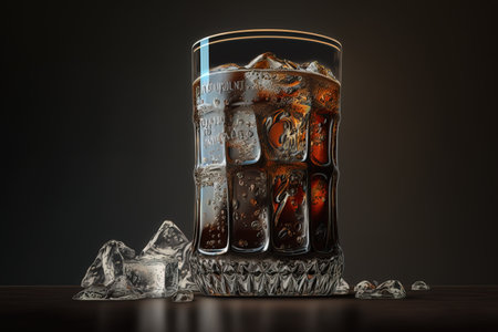 Glass of cola or coke with ice cubesの素材