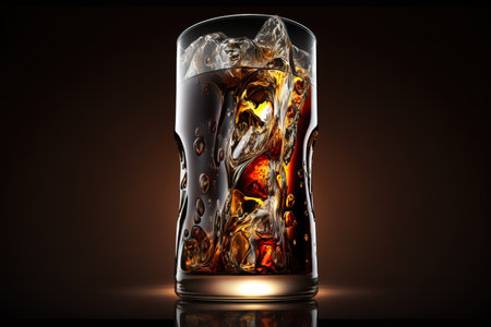 Glass of cola or coke with ice cubesの素材