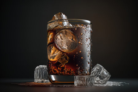 Glass of cola or coke with ice cubesの素材