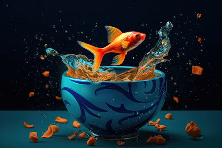 a goldfish in a bowl of soup dynamic elementsの素材