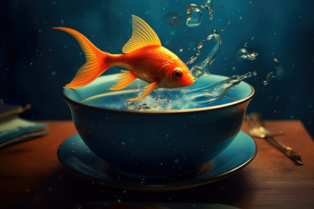 a goldfish in a bowl of soup dynamic elementsの素材