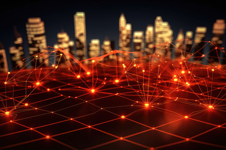 graphic background Business and economic growth on a global business networkの素材