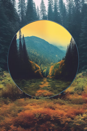 Beautiful landscape with mirror in the forestの素材
