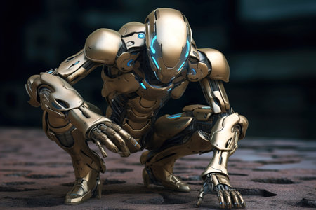 futuristic gray robot characterの素材