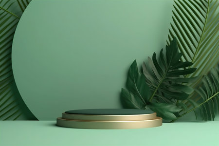 minimal cosmetic background for green product presentationの素材
