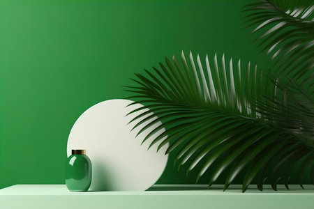 minimal cosmetic background for green product presentationの素材