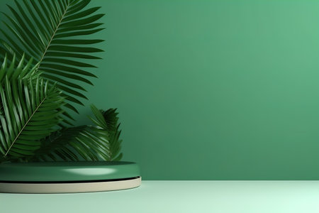 minimal cosmetic background for green product presentationの素材