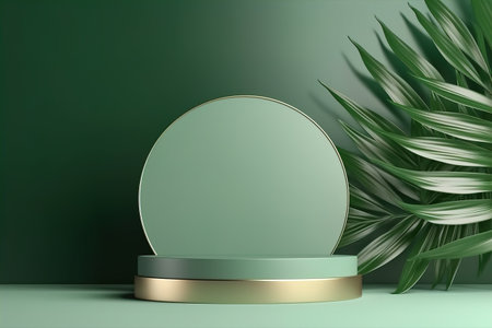 minimal cosmetic background for green product presentationの素材
