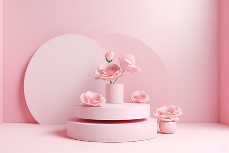 minimal cosmetic background for pink product presentationの素材