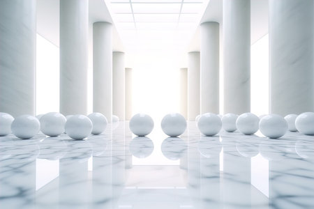 Acrylic glass spheres on white room backgroundの素材