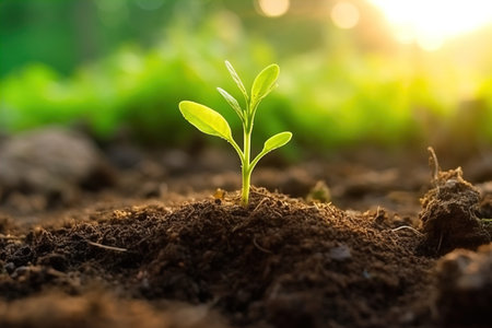 Young sprout in springtime,Closeup.の素材